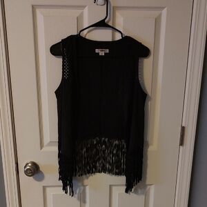 BLACK Faux Suede Western Vest